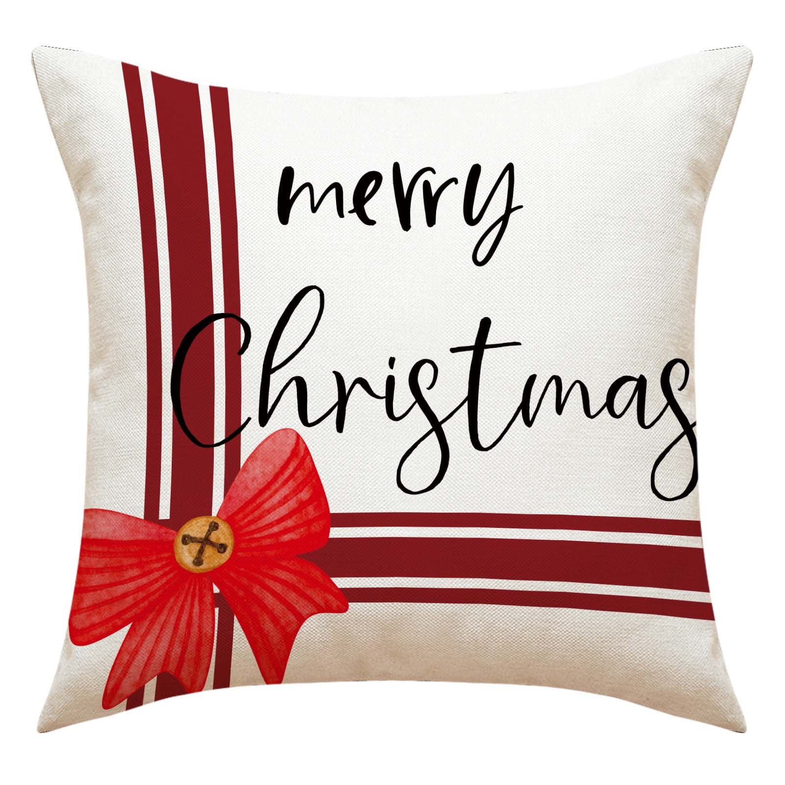 Holloyiver Christmas Pillow Cover 18 x 18 Inch Christmas Tree Santa