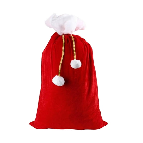 Holloyiver Christmas Santa Jumbo Gift Bag, Reusable Extra Large Xmas Sacks Red Soft Christmas Velvet Drawstring Bags for Wrapping Gifts Party Christmas Tree Decor, 28x39 Inch