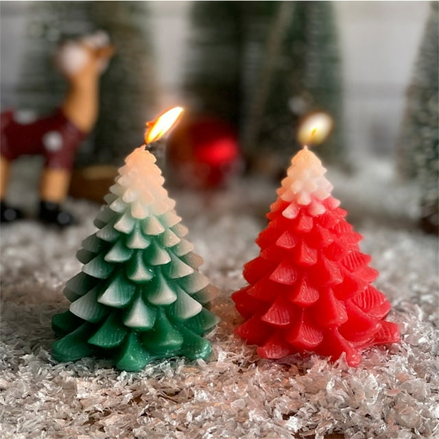 Holloyiver Christmas Scented Candles Gift Wax Realistic Tree Shaped