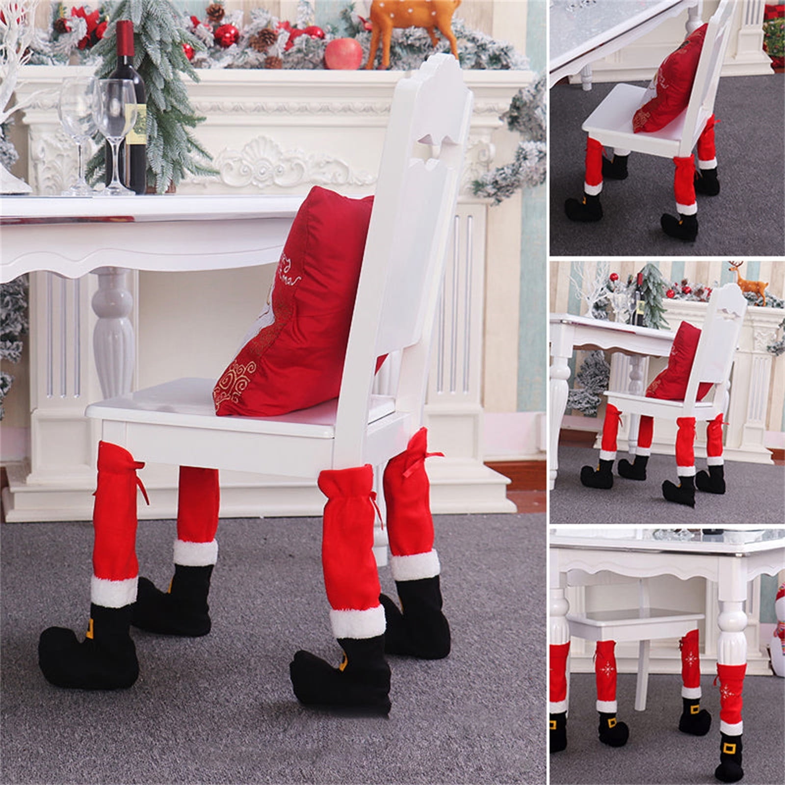 Holloyiver Christmas Table Leg Socks, 4pcs Christmas Funny Furniture