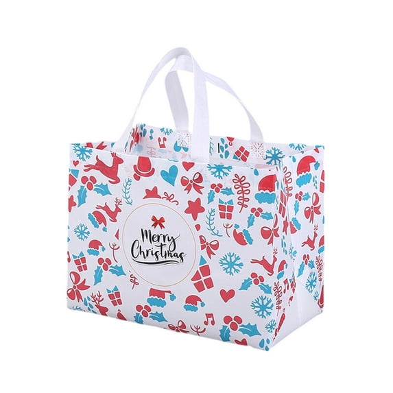 Holloyiver Christmas Tote Bags With Handles, Christmas Reusable Grocery Bags Multipurpose Non-woven Large Gift Bag Grocery Shopping Bags For Holiday Christmas Party