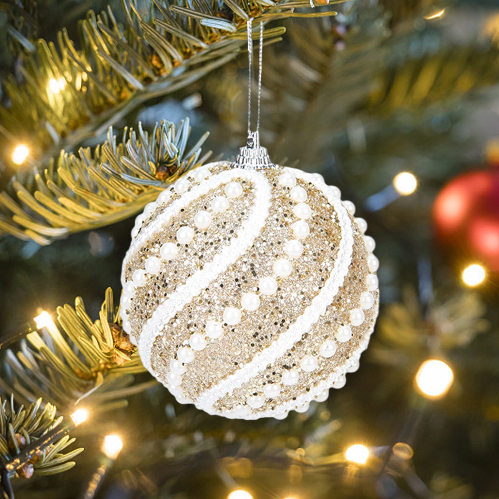 Holloyiver Christmas Tree Decoration Balls, 3.14Inch Colorful Sequins