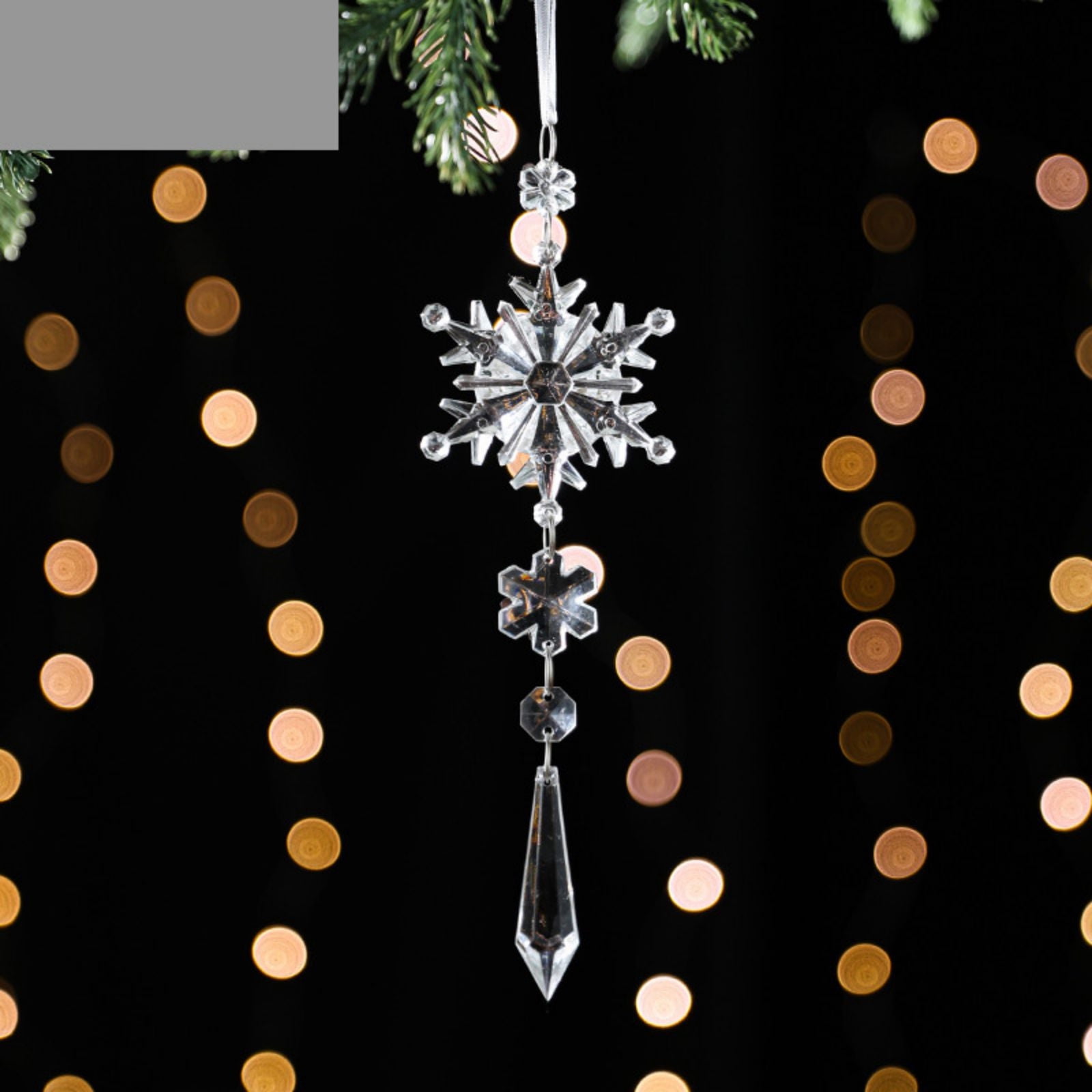 Holloyiver Christmas Tree Decoration Crystal Ornaments, Hanging Christmas Snowflake Ornament