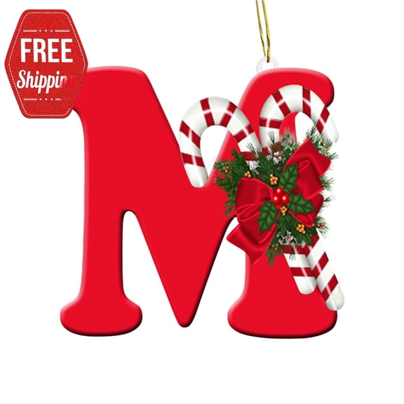 Holloyiver Christmas Tree Decoration Pendant, Personalized Christmas 26 Initial Letter Ornaments, Red Ornaments for Christmas Tree Indoor Christmas Decorations Christmas Xmas Gifts for Kids