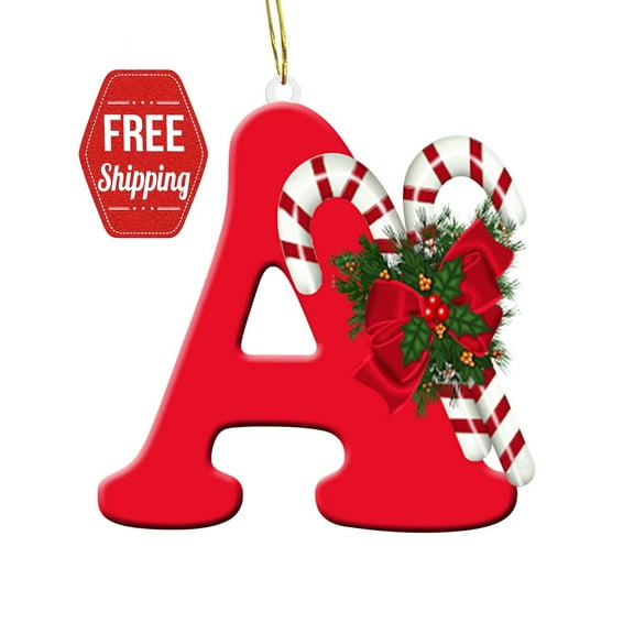 Holloyiver Christmas Tree Personalized Initial Letter Ornaments, A, 0.07 lb