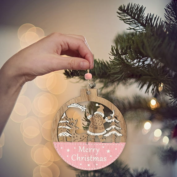 Holloyiver Christmas Wooden Ornaments, Farmhouse Rustic Ornaments Santa Claus Pendant, Reindeer Snowman Wood Cutout Crafts, Gift Tags for Xmas Party