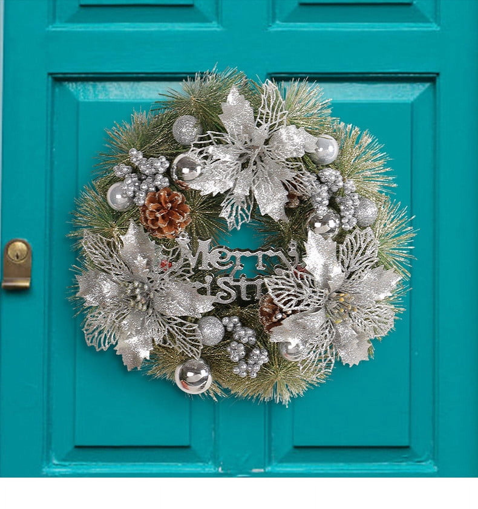 Holloyiver Christmas Wreath, 13 Inch Gold Needle Rattan Artificial