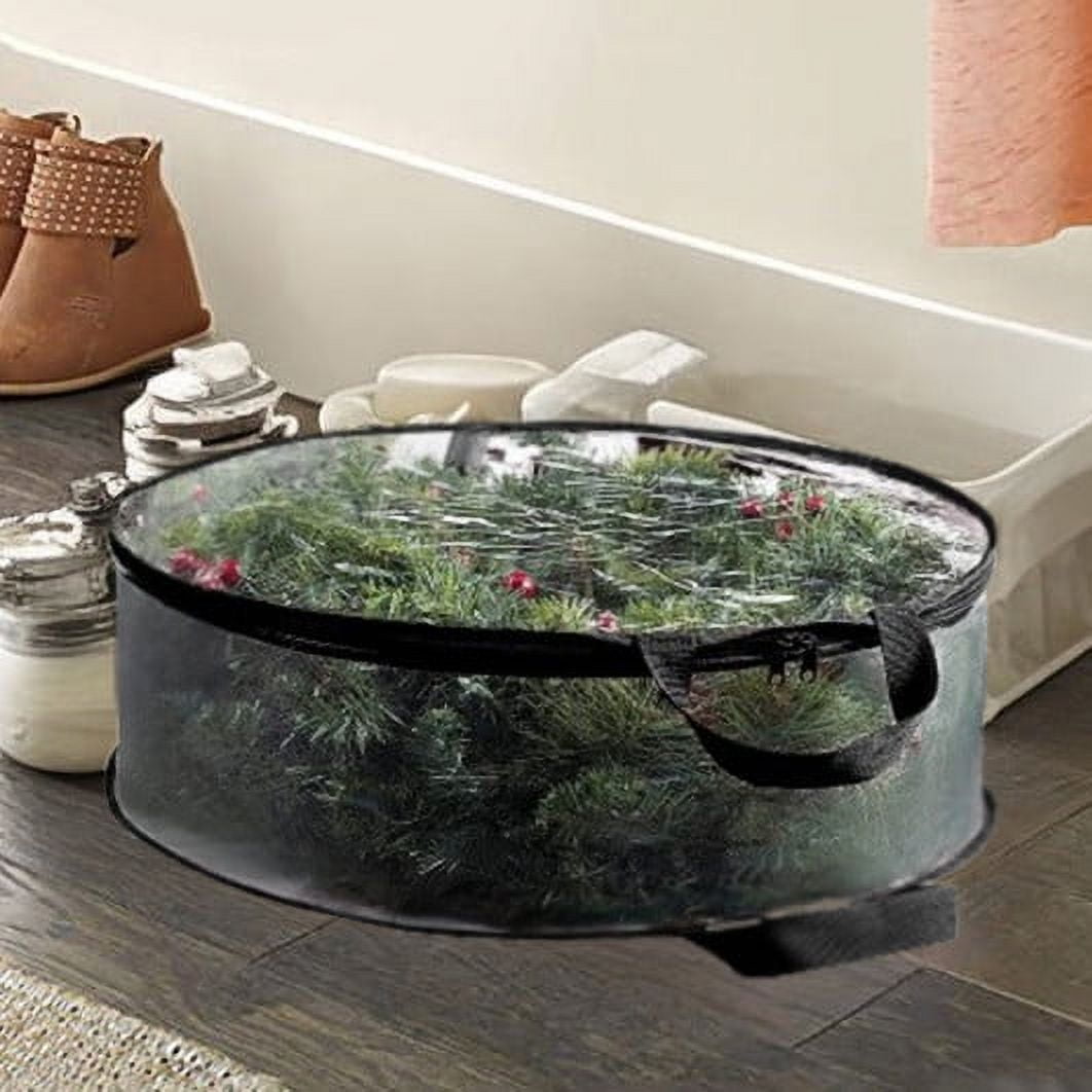 Holloyiver Christmas Wreath Storage Container, 36 Inch Plastic Wreath Storage Bag, Dual Zippered