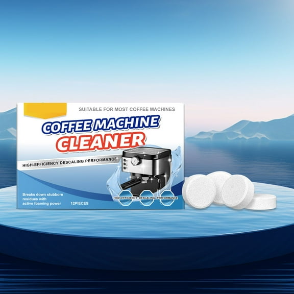 Holloyiver Coffee Machine Cleaner Descaler Tablets - 12 Count,Quick Foaming Deep Clean,Descaling Solution to Remove Scale & Odor, Degradable & Universal for All Brands