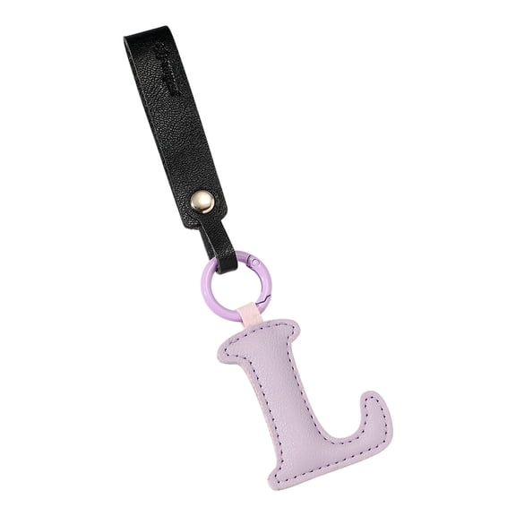 Holloyiver Colorful Initial Letter Keychain for Women, PU leather Initial Letter Keyring Keychain Accessories Purse Handbags Charm (Letter L)