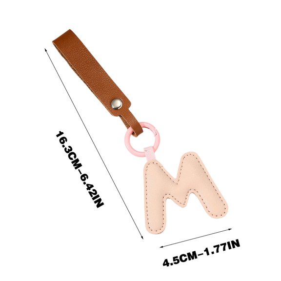 Holloyiver Colorful Initial Letter Keychain for Women, PU leather Initial Letter Keyring Keychain Accessories Purse Handbags Charm (Letter M)