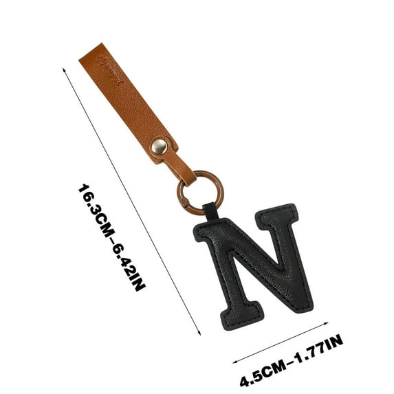 Holloyiver Colorful Initial Letter Keychain for Women, PU leather Initial Letter Keyring Keychain Accessories Purse Handbags Charm (Letter N)