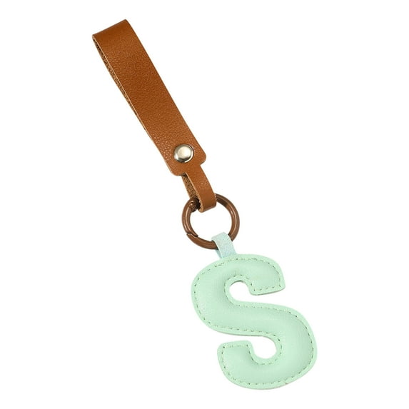 Holloyiver Colorful Initial Letter Keychain for Women, PU leather Initial Letter Keyring Keychain Accessories Purse Handbags Charm (Letter S)