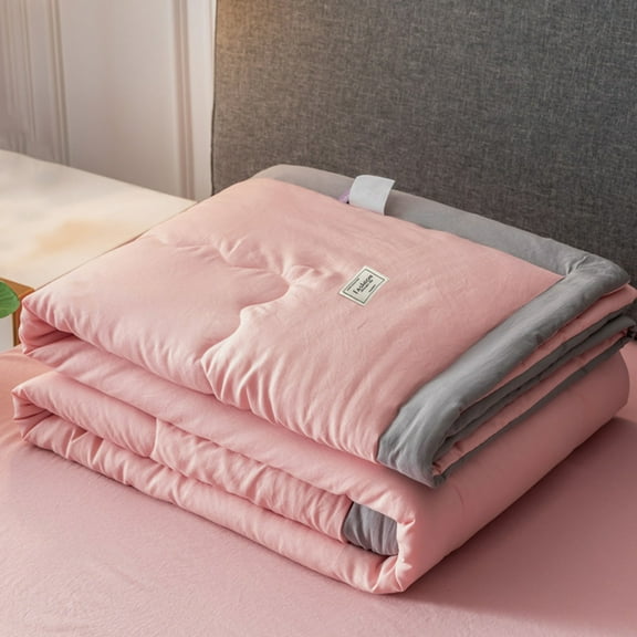 Holloyiver Cozy Cooling Comforter Large Size, Cooling Blankets for Hot Sleepers and Night Sweats, Summer Comforter for Single Bed, Breathable Soft Lightweight Silk Smooth (Pink, 43 x 59 Inch)