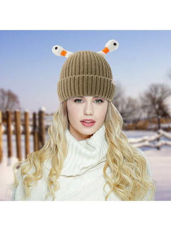 Holloyiver Cute And Funny Knitted Wool Hat, Eyes And Antennas Fresh And Sweet Essential For Going Out On The Street