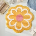 thumbnail image 1 of Holloyiver Cute Bath Mat, Soft Superfine Fiber Flower Bath Mat, 23.6 Inch Non Slip Water Absorbent Rug Bath Door Mats Rugs for Entrance Bedroom Kitchen Bathroom Toilet Floors (Yellow), 1 of 6