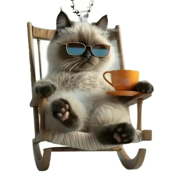 Holloyiver Cute Cat Car Hanging Ornament, Swing Kitten with Lanyard for Rearview Mirror Tree Pendant Decoration, Acrylic Funny Kitty Car Interior Charms Accessories Gift for Men Women