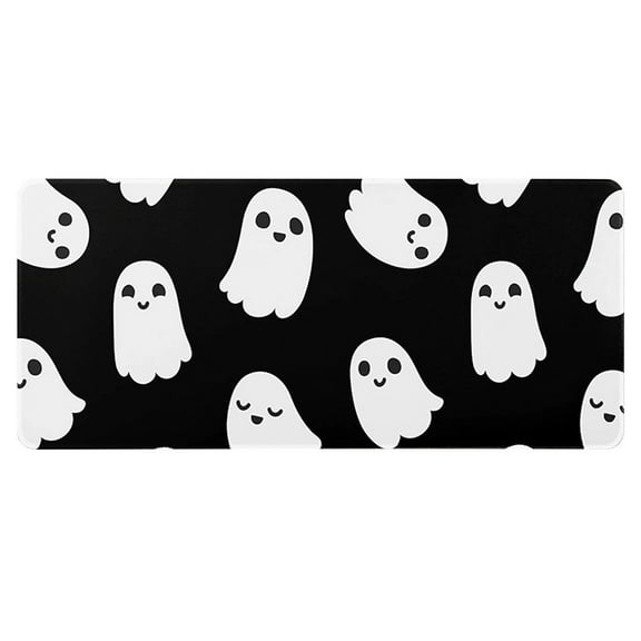 Holloyiver Cute Ghost Mouse Pad, 31.5 x 11.8 Inch Halloween Kawaii Spooky Design Gaming Mousepad, Extended Laptop Keyboard Desk Mat, Non-Slip Rubber Base Stitched Edges for Home Office