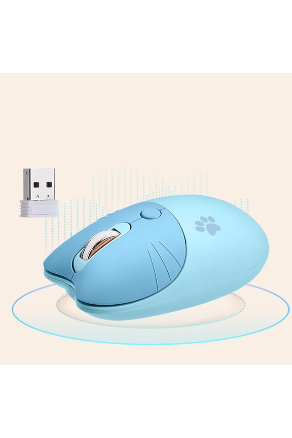 Wadada Cute Mini Wireless Mouse, Rechargeable Cat Shape Bluetooth Mouse, Portable USB Optical 2.4G Wireless Bluetooth Two Mode Computer Mice with 1600 Adjustable DPI for Laptop PC