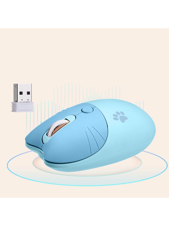 Wadada Cute Mini Wireless Mouse, Rechargeable Cat Shape Bluetooth Mouse, Portable USB Optical 2.4G Wireless Bluetooth Two Mode Computer Mice with 1600 Adjustable DPI for Laptop PC