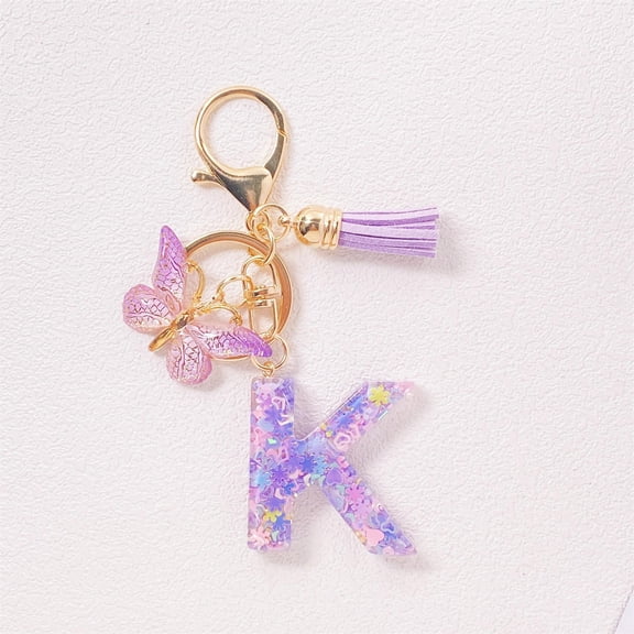Holloyiver Cute Pink Initial Key Chains for Women Girls, Initial Letter Keychains with Tassel, Charms for Key Purse Handbags Backpacks