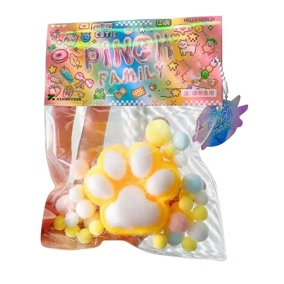 Holloyiver Cute Soft Cat Paw Squeeze Toys, 2024 Upgrade Squishy Cat Paw Squeeze Toys, Cat Paws Mochi Squishy Kawaii Fluffy Sensory Toys, Fur Ball Stress Relieving Toy for Kids Teenage