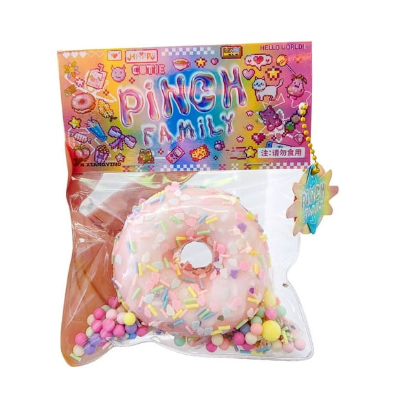 Holloyiver Cute Soft Doughnut Squeeze Toys, 2024 Upgrade Squishy Doughnut Squeeze Toys, Doughnut Mochi Squishy Kawaii Fluffy Sensory Toys, Soft Ball Stress Relieving Toy for Kids Teenage