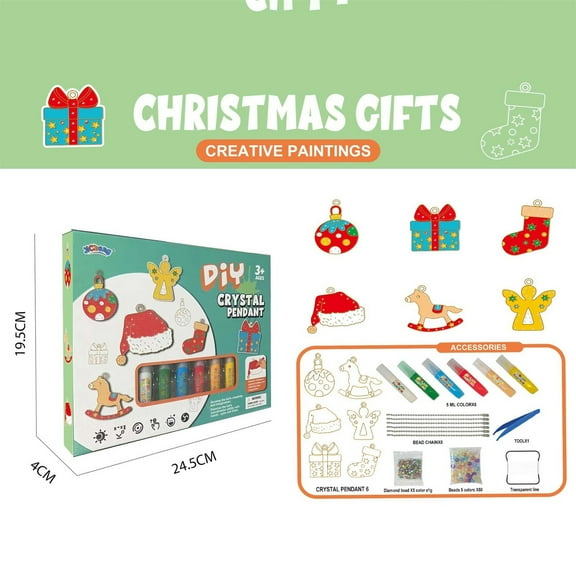 Holloyiver DIY Crystal Paint Arts and Crafts Set, Crystal Painting Kit for Kids, Window Art for Kids - DIY Window Paint Art, Crystal Pendant Arts and Craft Kits for Kids Age 3+