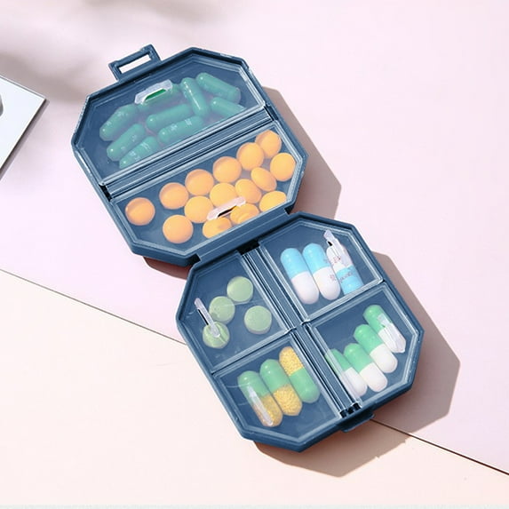 Holloyiver Daily Pill Organizer, 6 Compartments Portable Moisture Proof Small Pill Case for Pocket Purse Travel Pill Box Portable Medicine Vitamin Fish Oil Holder Container (Dark Blue)