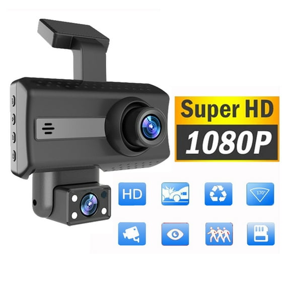 Holloyiver Dash Cam for Cars, 1080P FHD DVR Car Driving Recorder Front Rear/Inside, 3.0 Inch IPS Screen Dash Dashcam with 170° Wide Angle, Night Vision, Loop Recording, G-Sensor, Parking Mode