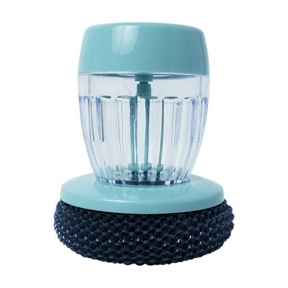 Holloyiver Dish Scrub Brush with Soap Dispenser, Kitchen Palm Brush for Pot Pan Sink Cleaning, Tableware Kitchen Scrubber with PET Replacement Balls