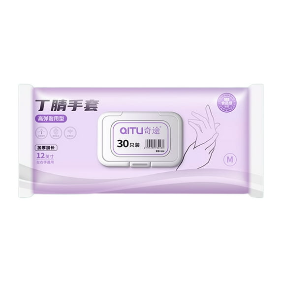 Holloyiver Disposable Gloves M, Food Safe, Latex-Free and Powder-Free Nitrile Gloves for Cooking, Food Prep, Household Cleaning - Medium, 12Inch, 30 Counts/Box