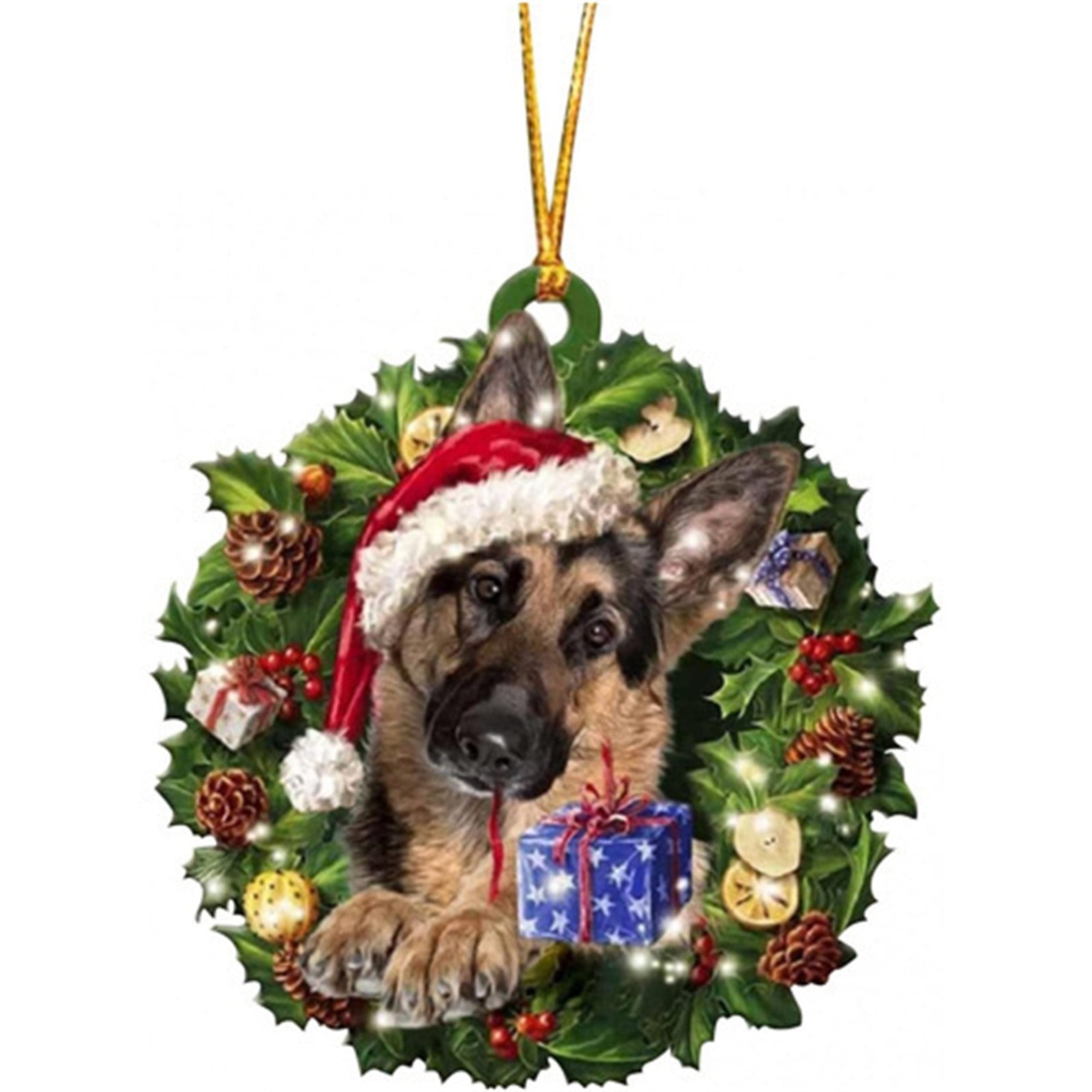 Holloyiver Dog Christmas Tree Ornaments, Puppy Hanging Wood Xmas