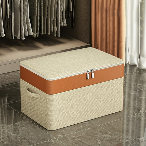 Holloyiver Double Layer Oxford Zipper Storage Boxes, Storage Baskets for Shelves with Lids, Fabric Storage Bins with Handles, Decorative Oxford Closet Organizers Boxes