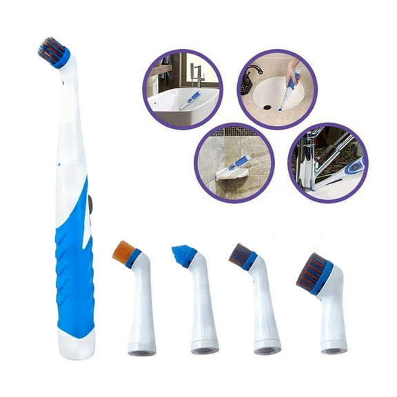 Holloyiver Electric Cleaning Brush with 4 in 1 Multiple Brush Heads, Indoor Household Cordless Motorized Brush for Bathroom Toilet Kitchen Tile Crevice, Blue