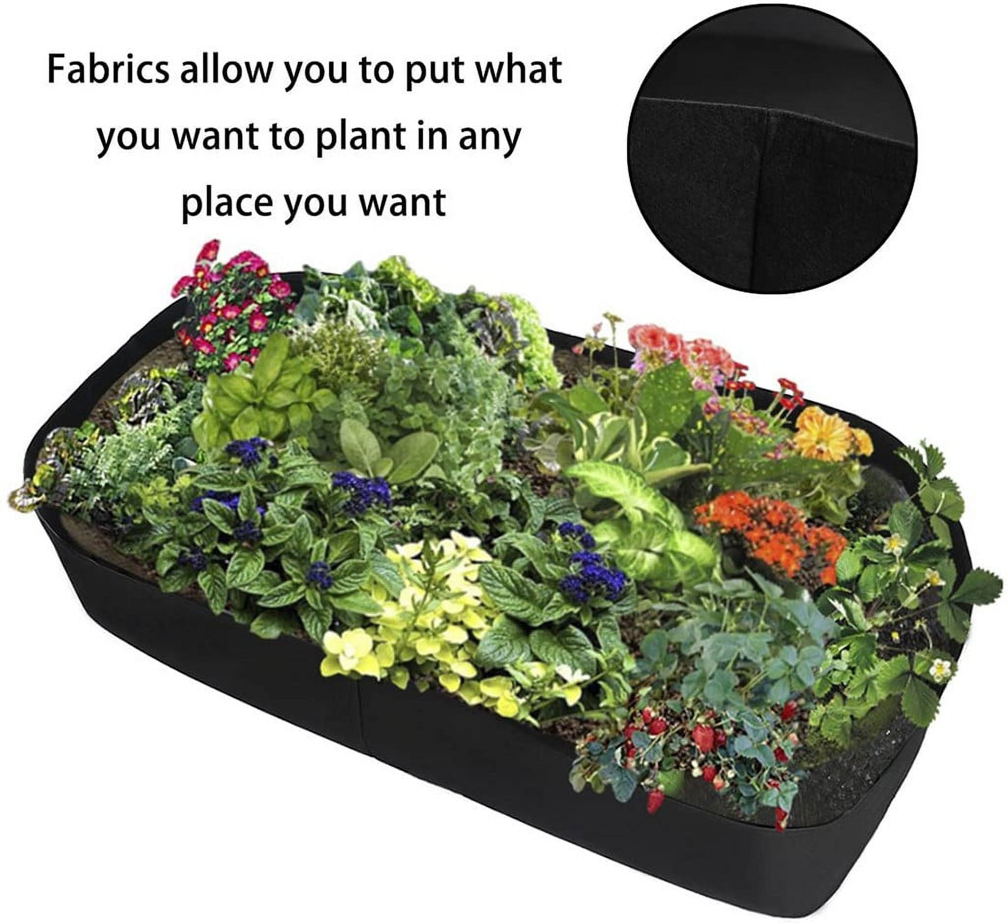 Holloyiver Fabric Raised Garden Bed, Rectangle Breathable Planting ...