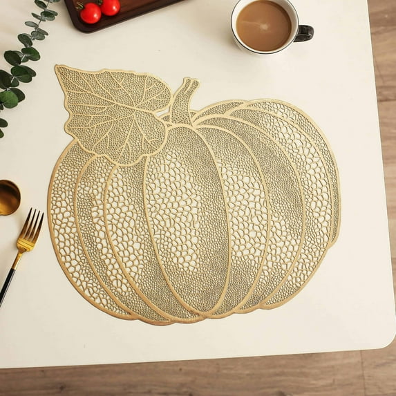Holloyiver Fall Autumn Pumpkin Placemats, 16.5 Inch Fall Table Decorations Heat-Resistant Indoor Thanksgiving Farmhouse Harvest Pumpkins Table Round Placemats for Party Kitchen Dinning