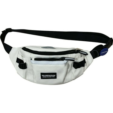 Holloyiver Fanny Packs For Women & Men, Waist Pack Hip Bum Bag with Multi-Pockets Large Capacity Waterproof Casual Bum Bag for Traveling Casual Cycling Running Hiking (White)