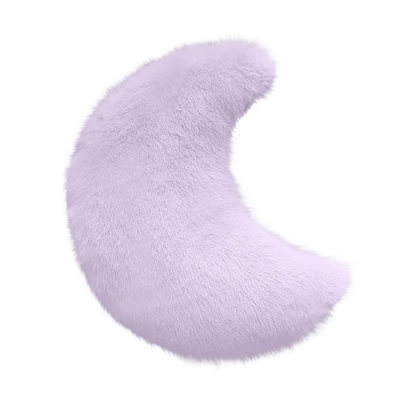Holloyiver Faux Rabbit Fur Moon Pillow, 17.7 Inch Fluffy Moon Throw Pillows, Cute Couch Pillows, Soft Throw Cushion Decorative Pillows for Bed Sofa Girls Women (Purple)