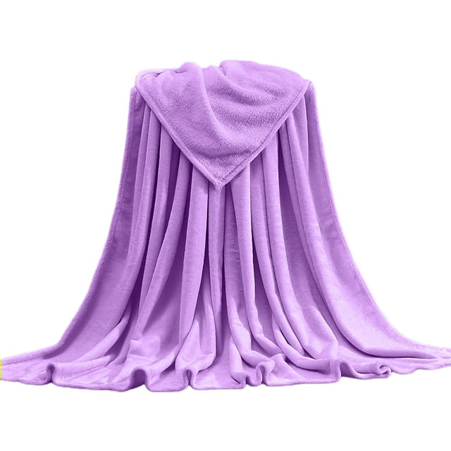 Holloyiver Fleece Plush Throw Blanket, 24.5x39.4 Inch Super Soft Warm Solid Warm Micro Plush Fleece Blanket, Fuzzy Cozy Flannel Blanket for Couch Sofa Throw Rug Sofa Bedding (Purple)