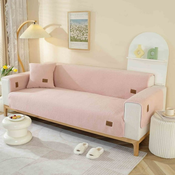 Holloyiver Fleece Sofa Cover, Super Soft Funny Fuzzy Sofa Couch Covers, Warm Plush, Non-Slip Sectional Sofa Slipcover Furniture Protector for Kids, Pets (Pink, 25"x 35")