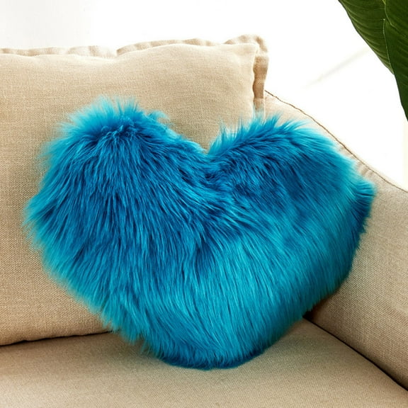 Holloyiver Fluffy Heart Pillow Cover, Faux Fur Decorative Plush Shaggy Heart Shaped Pillow Cover, Cute Furry Throw Pillows  Cover for Couch Bed Sofa Kid Girls Women Valentine's Day Gift