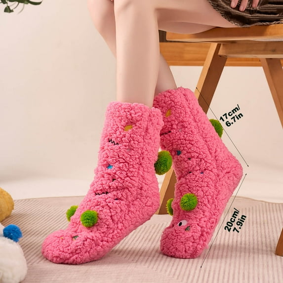 Holloyiver Fluffy Socks Womens Fuzzy Socks, Cute Cozy Winter Sleep Sock for Women, Girls, Kids, Warm Microfiber Soft Sock
