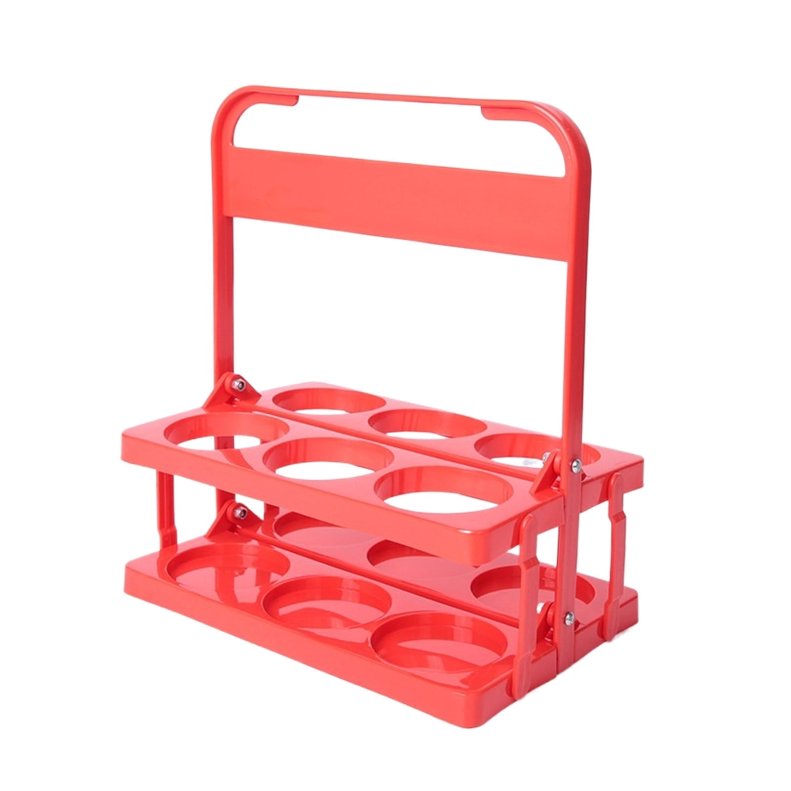 ASelected Milk Bottle Holder Foldable Plastic Drink Carrier, 6-Holes Reusable Beer Bottle Carrier, Wine Bottle Carrier With Handle, (Dark Red