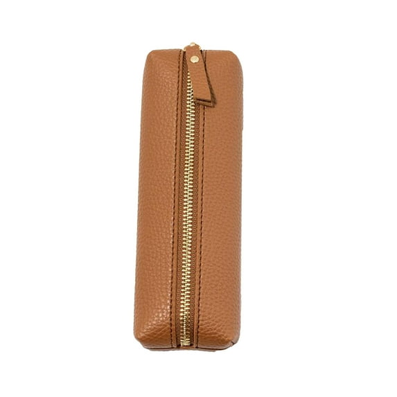 Holloyiver Genuine leather pen case,Cowhide pencil pouch with zipper,Portable Pen Bag Multi-use Pencil Holder for Office and Outdoor Sketching Lightweight and Spacious Design for Easy Carrying