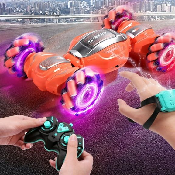 Holloyiver Gesture RC Car, 2.4GHz 4WD Gesture Sensing RC Stunt Car Toys for 6-12 yr Boys Girls, Drift Hand Controlled Remote Control Twist Cars Offroad 360° Rotation for Birthday Gifts