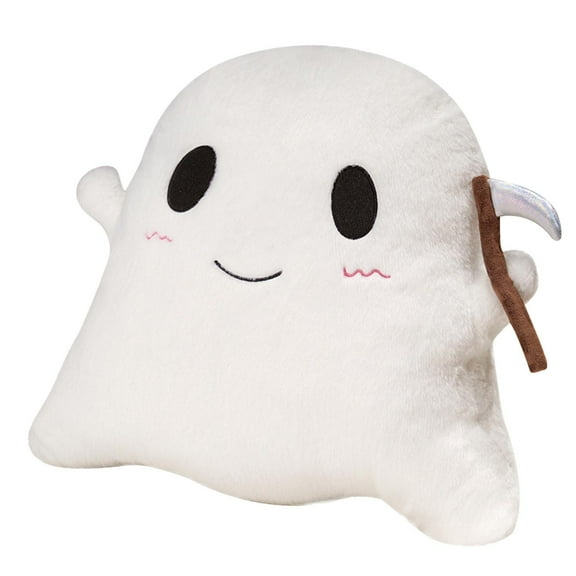 Holloyiver Ghost Halloween Pillows Decorative,Cute Scythe-Wielding Ghost Pillow Decorative,Spooky Pillow 15.8 x 19.7Inch Ghost Decor Stuffed Halloween Pillow for Couch Home Sofa Cushion(White)