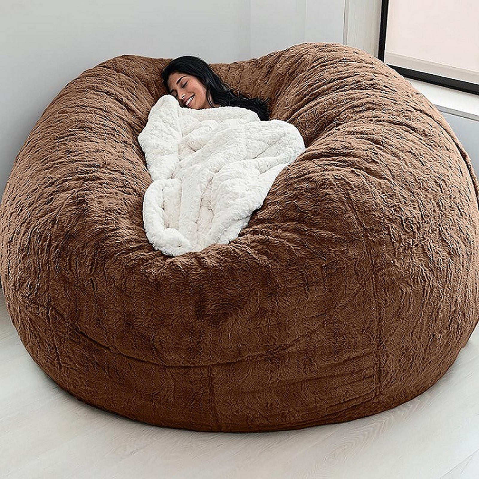 Faux fur bean bag chair cover hotsell