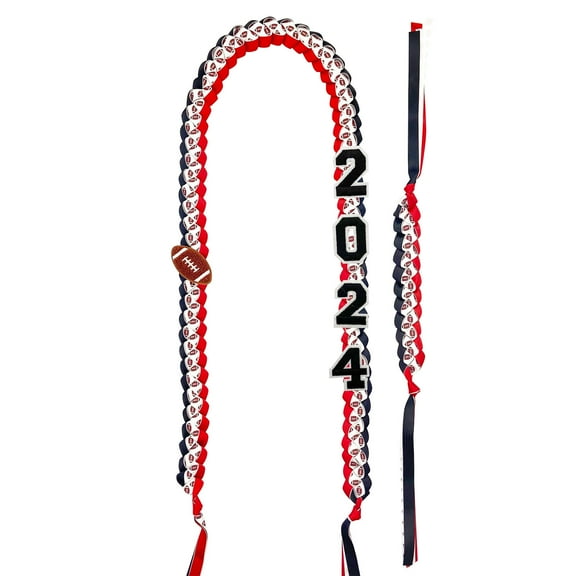 Holloyiver Graduation Leis Class of 2024 Decorations, Handmade Double Braided Necklace Ribbon Leis with Bracelet for Him Her, High School College Congrats Grad Gifts Party Supplies (Red & White)