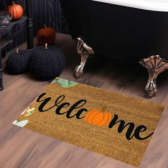 Holloyiver Halloween Area Rug Doormat, Pumpkin Welcome Decorative Floor Mat Non Slip Rubber Backing, Fall Halloween Thanksgiving Indoor Outdoor Entrance Mats Home Decor, 19.7 x 31.5 Inches